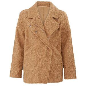 C/MEO Collective "World Tour" Faux Shearling Teddy Coat x Suede Moto Style Coat